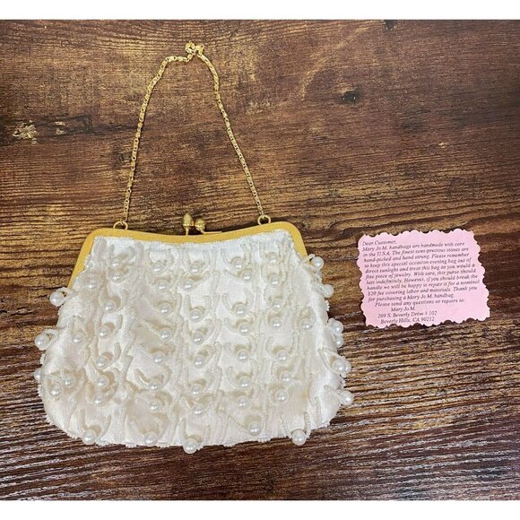 VTG Estate Mary Jo M Handcrafted Pearl & Satin Handbag‎ Purse! Nice! 73 - Picture 1 of 10